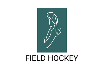 field hockey sport vector line icon. an athlete playing field hockey. sport pictogram, vector illustration.