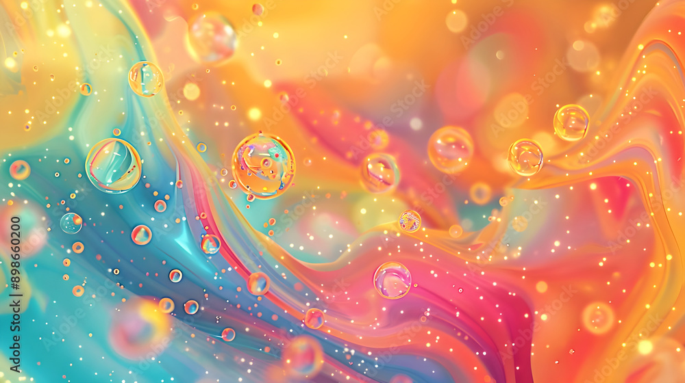 Poster Vibrant abstract pattern featuring an array of colorful circles and shapes, creating a playful and dynamic visual effect.