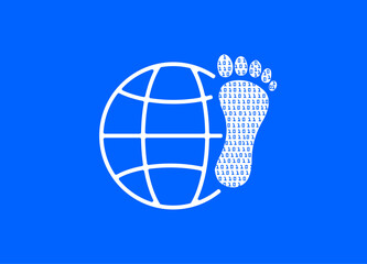 Digital footprint in cyberspace world binary illustration