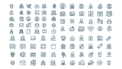 Recruitment icon collection set.Containing job search,interview,job fair,screening,short listed, employee icon,career,resume,job hiring,candidate & human resource icons.Simple flat vector illustration