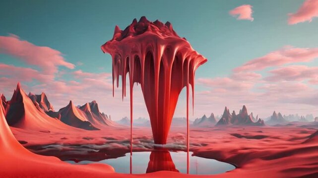  surreal, 8K still of a melting, dripping landscape with impossible perspectives