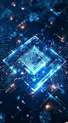 Fototapeta premium Abstract Digital Circuitry With Glowing Blue Lines