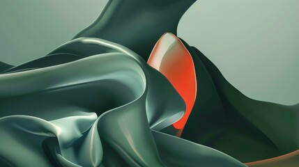 Flowing abstract background with green and red shapes