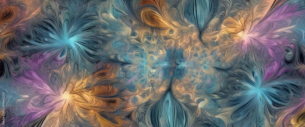 Wall mural fractal imaginatory texture abstract background lush generated image