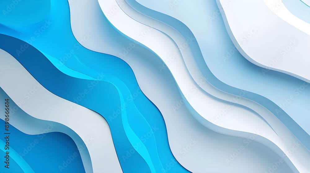 Poster background with abstract white and blue curve shapes. nice and tidy, delicately textured, imaginativ