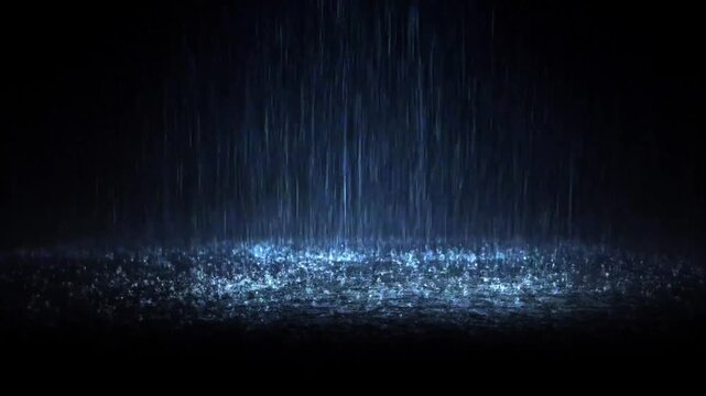 heavy rain night with dark edges frame footage, fog rainfall background vfx cinematic lighting reflection on ground