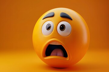 Surprised emoji with exaggerated expression on vibrant orange background