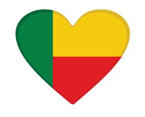 Benin flag heart shaped. vector