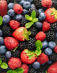 Fototapeta premium A close-up view of a variety of fresh berries.