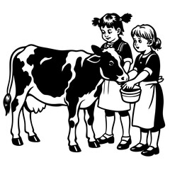 baby cow with mother cow Vector