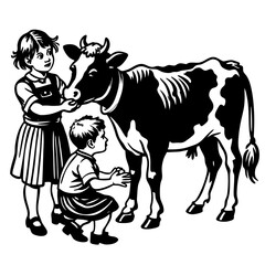 baby cow with mother cow Vector