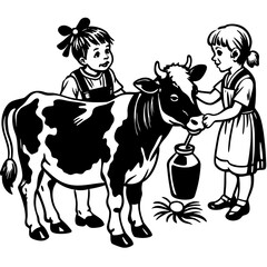 baby cow with mother cow Vector