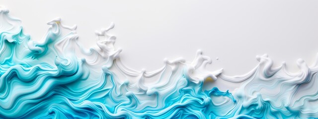 Naklejka premium A white and blue wall with a prominent wave of white paint