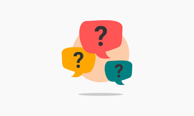 Three linear chat speech message bubbles with question mark on circle background.