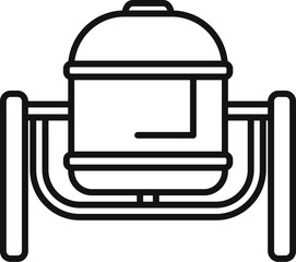 Simple line icon of a large industrial water tank standing on a metal platform