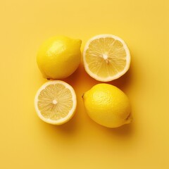 Lemons on Yellow Background.