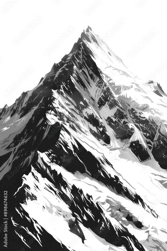 Aufkleber A serene mountain landscape photographed in monochrome tones, perfect for use in editorial or creative projects