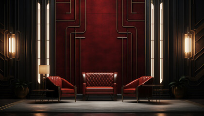 Fototapeta premium Art Deco living room vintage flair 