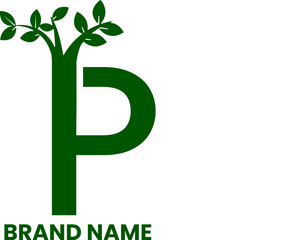 P letter leaf eco friendly logo