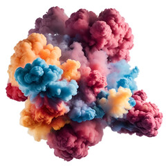 Fototapeta premium multi color smoke explosions and blasts isolated on white background. generated by AI