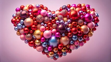 A Heart of Festive Baubles, Christmas Ornament Heart, Red and Gold Baubles, Heart Shaped Ornament, Christmas , Ornament , Heart