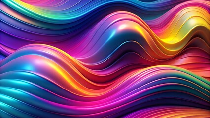 Obraz premium Abstract 3D Rendered Colorful Waves, 3D, Abstract, Background, Art