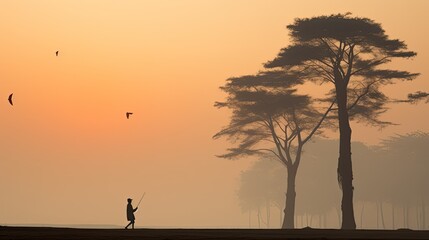 silhouette of a person on a sunset
