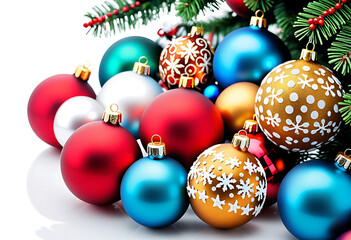 assortment christmas balls white background high resolution high details vibrant