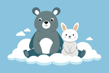 Cute baby polar bear vector illustration, a funny snow mammal