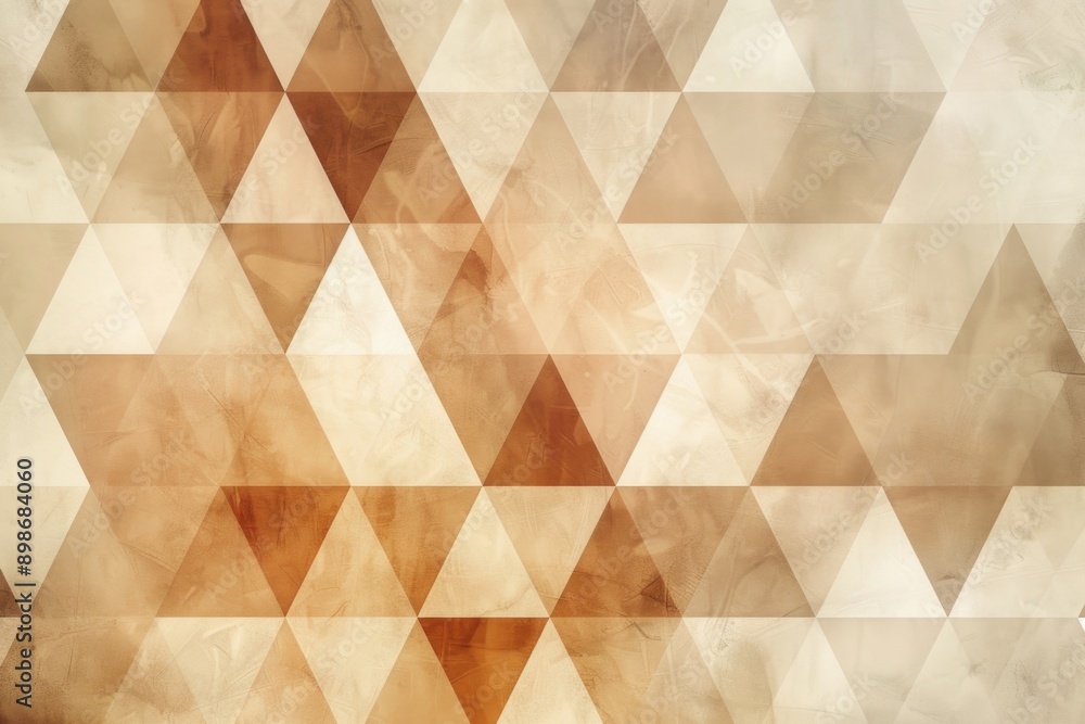 Poster Abstract geometric pattern of triangles on a brown and white surface, suitable for use in designs and layouts