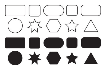 Set of geometric shapes quadrangle, square, rectangle circle icons collection.