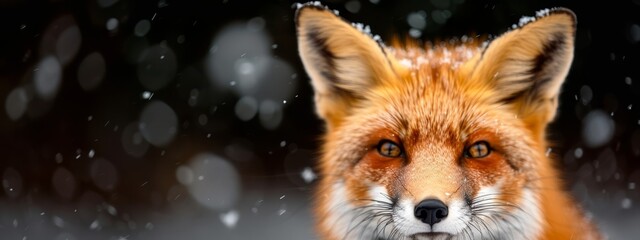 Obraz premium snowfall on fur against black backdrop