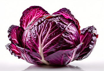 Obraz premium front view red cabbage vegetable transparent white background high resolution high details vibrant