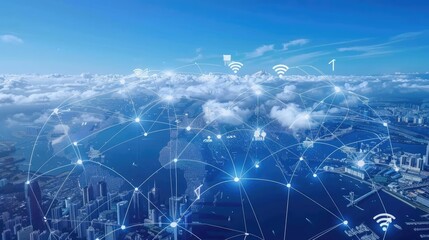 international communication , word, city, fiber network, wifi, digital, network