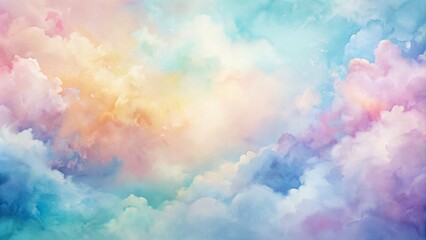 Dreamy Pastel Cloudscape Watercolor Painting, clouds, sky, pastel, watercolor