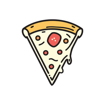 recommend clip art: Pizza food icon cook outline and color tomato hot design.