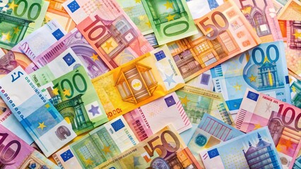 Euro banknotes background - Colorful money texture, European currency, financial concept, economy, cash, wealth. euro, money