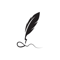 Feather quill design icon and logo illustration