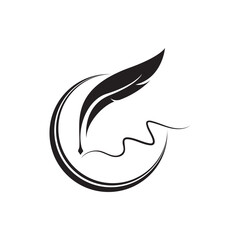 Feather quill design icon and logo illustration