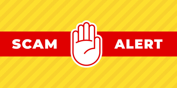 SCAM alert banner. Danger warning