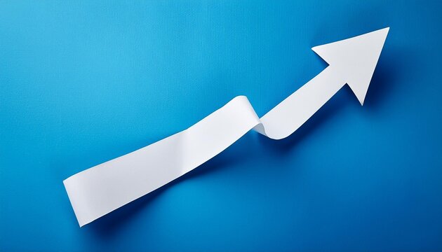 Business development and growth concept with white paper arrow