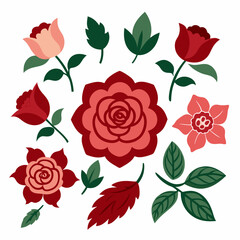 set of flowers or seamless flower vector.
