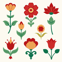 set of flowers or seamless flower vector.