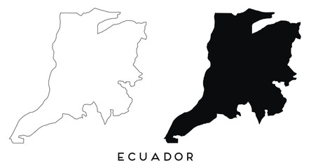Ecuador map outline and black silhouette vector