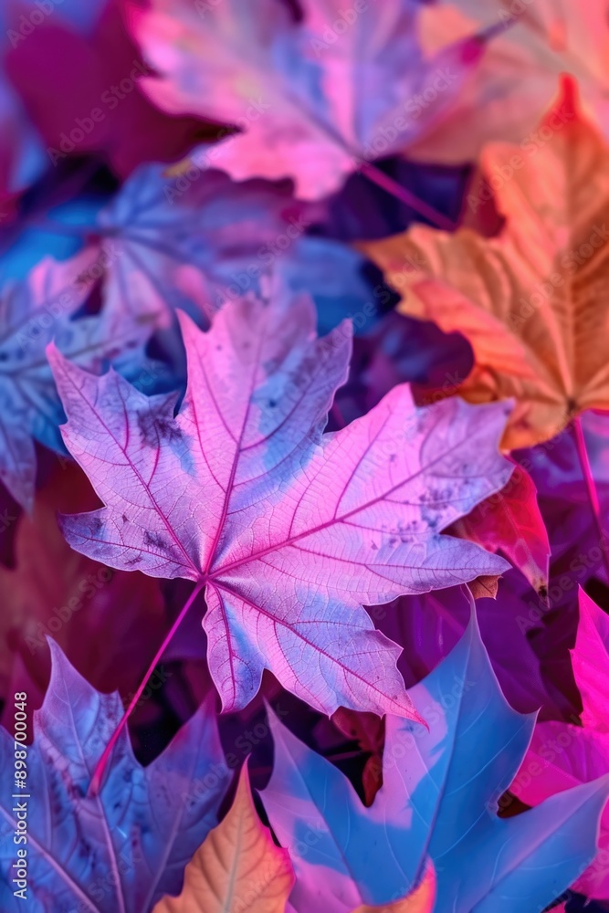 Poster a close-up shot of a cluster of vibrant leaves, great for use in nature-themed designs or as a decor