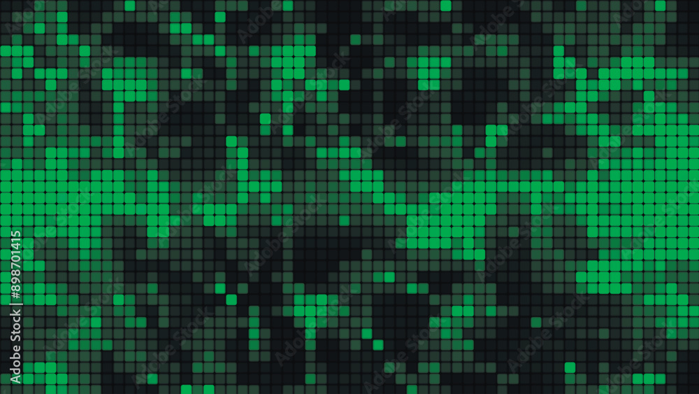 Poster green mosaic background in technology concept. abstract multicolored led squares. technology digital