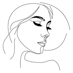 girl one line. vector drawing.
