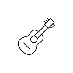Stringed musical instrument logo illustration, electric guitar silhouette suitable for music stores and communities
