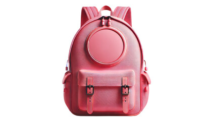 Bright pink backpack isolated on a transparent background. Suitable for school, travel, and casual use. Ideal for businesses in retail, fashion, and e-commerce. Concept: education, style, practicality