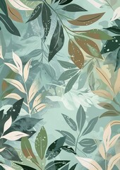 Glamorous Wedding Invitation Background Design with Delicate Lines and Intricate Elements in Faded Green, Umber, Taupe, and Grey-Blue Palette